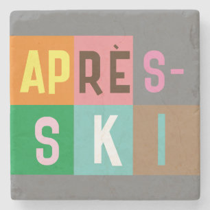 Skier Retro Après Ski Color Blocks      Stone Coaster