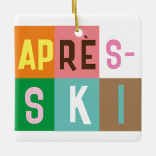 Skier Retro Après Ski Colour Blocks    Ceramic Ornament