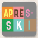 Skier Retro Après Ski Colour Blocks    Coaster<br><div class="desc">Modern ski-themed après-ski design,  in colourful colour blocks and coloured letters. Alpine ski opening,  ski resort,  ski home design. Wonderful winter sports fun gift for a skier in your circle of friends,  co-workers,  or family. Retro skiers artwork design. Skiers skiing ski home decor,  Ski team,  ski coach gift.</div>