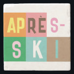 Skier Retro Après Ski Colour Blocks     Stone Coaster<br><div class="desc">Modern ski-themed après-ski design,  in colourful colour blocks and coloured letters. Alpine ski opening,  ski resort,  ski home design. Wonderful winter sports fun gift for a skier in your circle of friends,  co-workers,  or family. Retro skiers artwork design. Skiers skiing ski home decor,  Ski team,  ski coach gift.</div>
