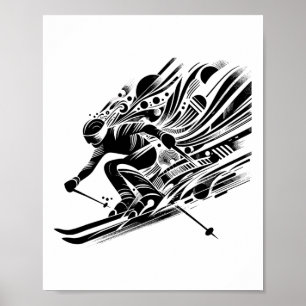 Skier Riding In The Snow Image Skiing Design Ski D Poster
