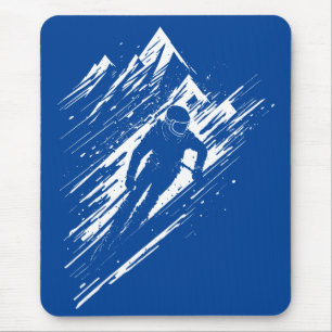 Skier Silhouette Graphic Art Mouse Pad