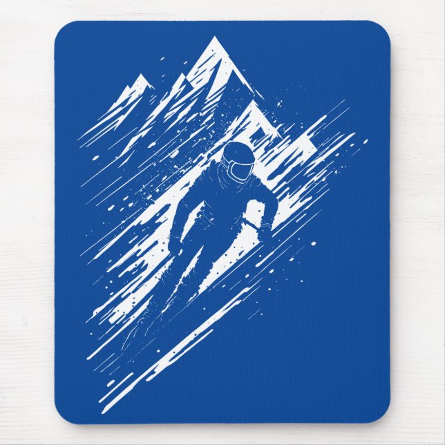 Skier Silhouette Graphic Art Mouse Pad (Front)