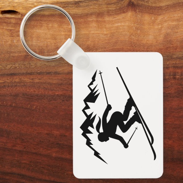 Skier Silhouette Key Ring (Front)