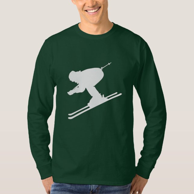Skier Silhouette Men's Basic Long Sleeve T-Shirt (Front)