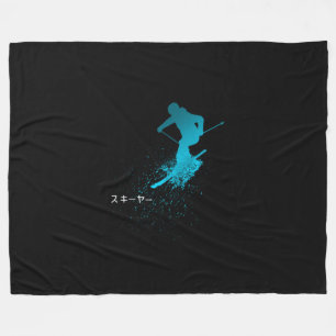 Skier, Ski, Japanese Fleece Blanket