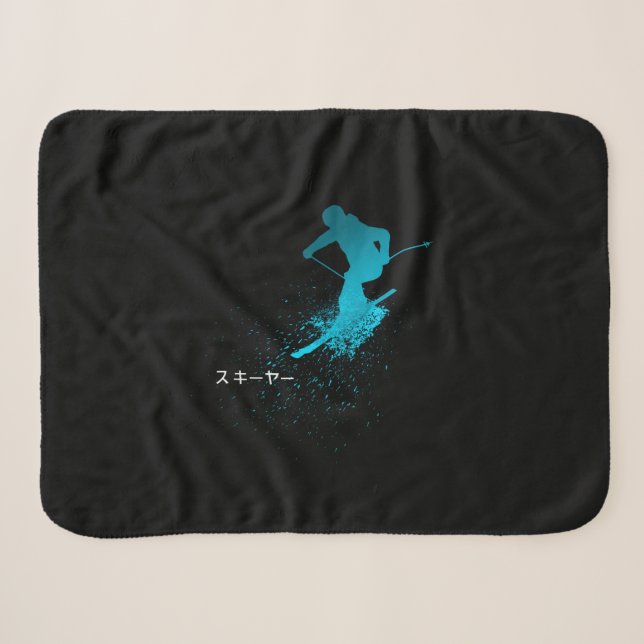 Skier, Ski, Japanese Sherpa Blanket (Front (Horizontal))