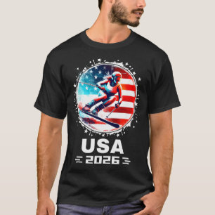 Skier Ski Usa Team 2026 Skiing American Flag Women T-Shirt
