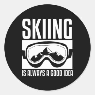 Skier Skiing Is Always A Good Idea Ski Classic Round Sticker