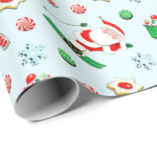 Skier Snow Skiing Christmas Holiday Gift Wrapping Paper