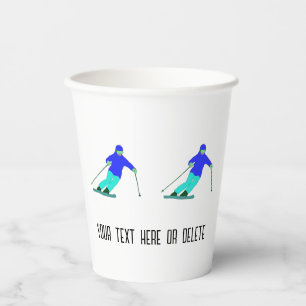 Skier Snow Skiing Custom Text Paper Cups