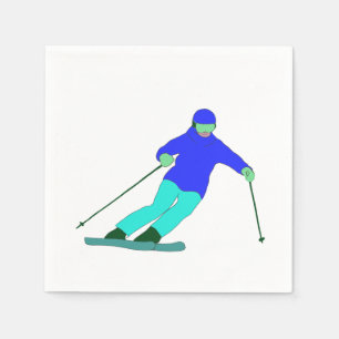 Skier Snow Skiing   Napkin