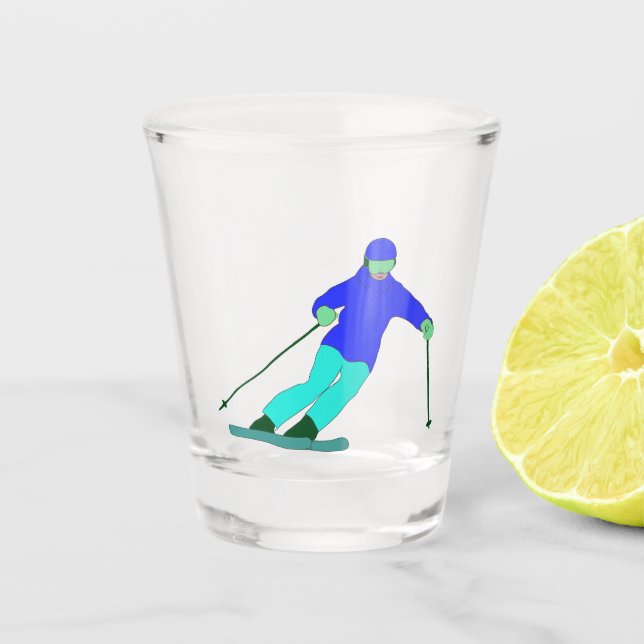 Skier Snow Skiing   Shot Glass (Front)