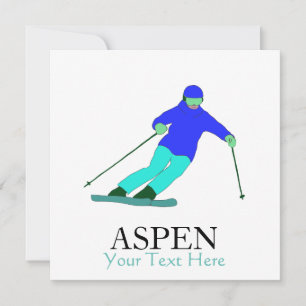 Skier Snow Skiing Ski Party Aspen Custom Text   Card