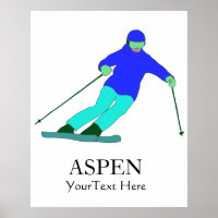 Skier Snow Skiing Ski Party Custom Text