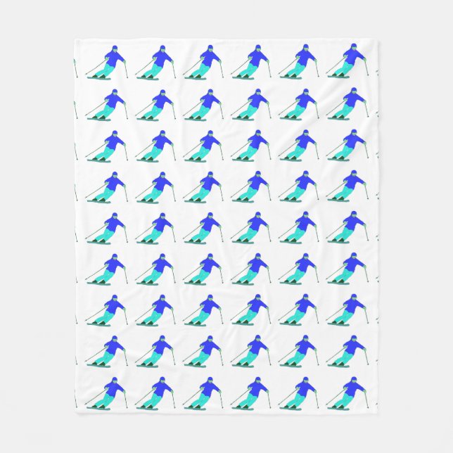 Skier Snow Skiing Winter Vacation    Fleece Blanket (Front)