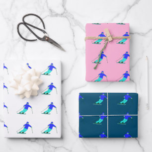 Skier Snow Skiing   Wrapping Paper Sheet