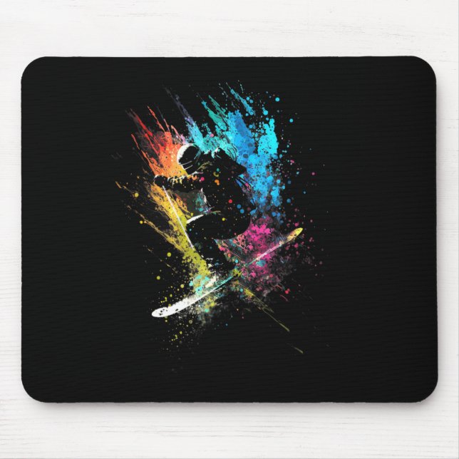 Skier Splash Art Freestyle Skiing Skiing Retro Ski Mouse Pad (Front)