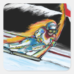 SKIER SQUARE STICKER