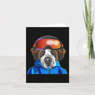 Skier St. Bernard Snowboarding Pocket Card