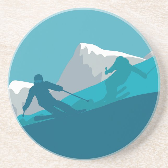 Skiers Alpine Skiing Downhill Races  Coaster (Front)