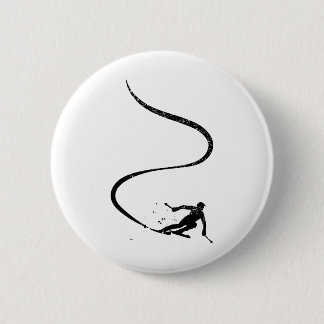 Skiers Downhill Mountains Ski Sport Ski Skiing Gif 6 Cm Round Badge