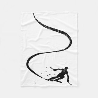 Skiers Downhill Mountains Ski Sport Ski Skiing Gif Fleece Blanket