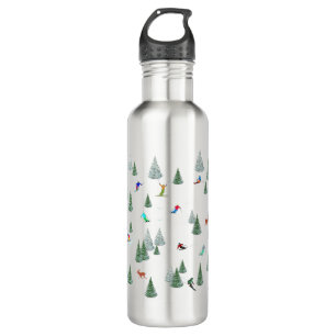 Skiers Downhill Skiing Illustration  710 Ml Water Bottle