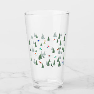 Skiers Downhill Skiing Illustration  Glass