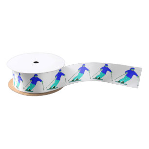 Skiers Downhill Skiing  Satin Ribbon