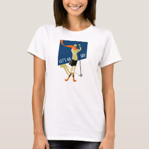 Skiers, Let's go ski! Vintage, retro T-Shirt