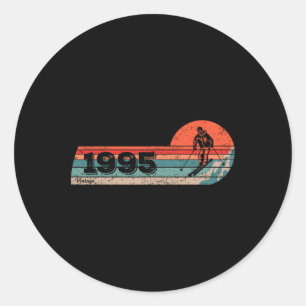 Skiers Skier Vintage Born 1995 Birthday Skiing Ski Classic Round Sticker