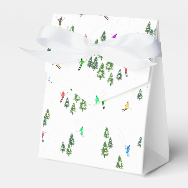 Skiers Skiing Illustration Ski Xmas Christmas   Favour Box (Front Side)