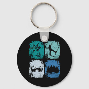 Skiers Skiing Winter Sports Key Ring