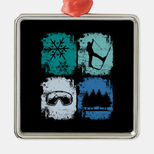 Skiers Skiing Winter Sports  Metal Tree Decoration