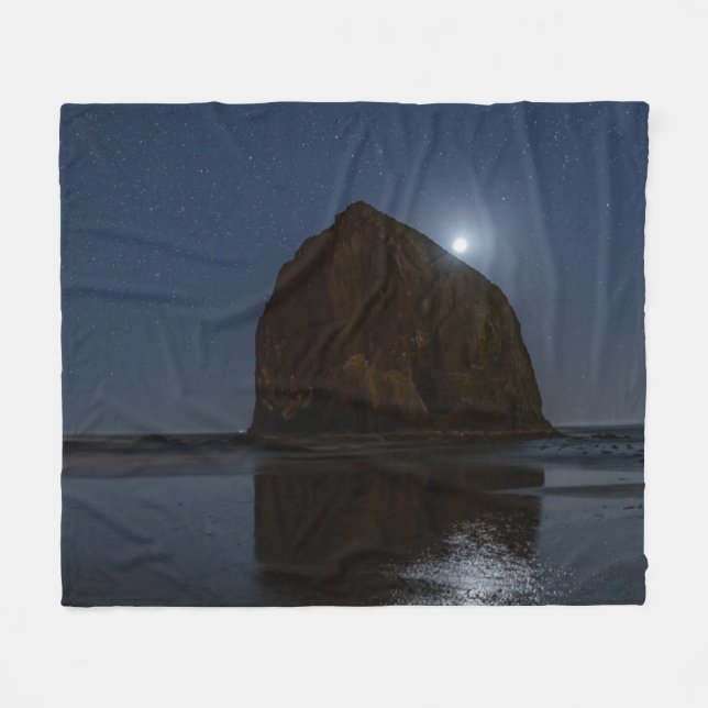 Skies Above Haystack Rock | Cannon Beach, Oregon Fleece Blanket (Front (Horizontal))