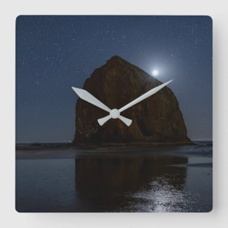 Skies Above Haystack Rock | Cannon Beach, Oregon Square Wall Clock