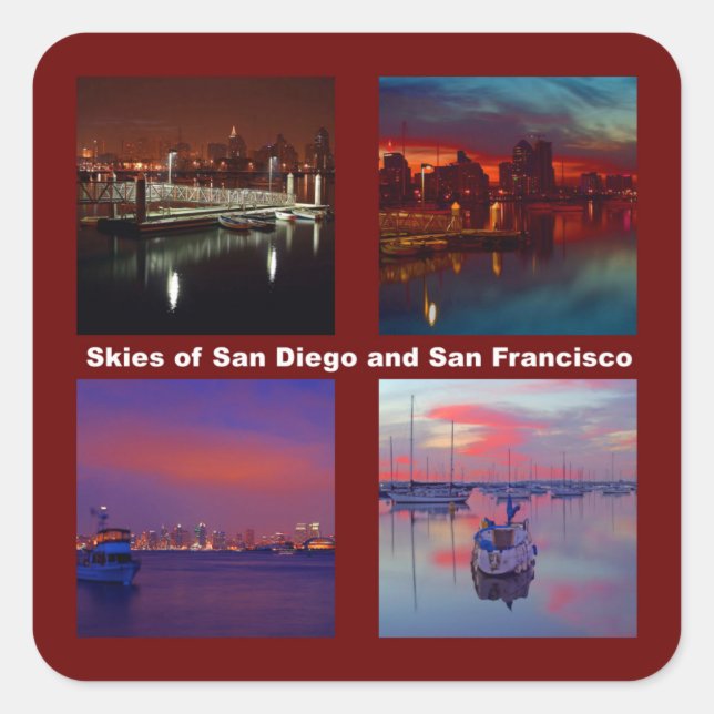 Skies of San Diego and San Francisco Square Sticker (Front)
