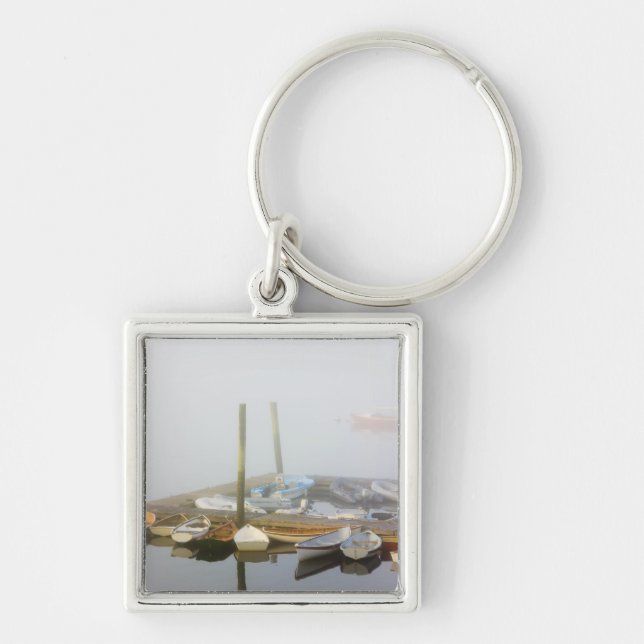 Skiffs and morning fog in Southwest Harbour, Key Ring (Front)