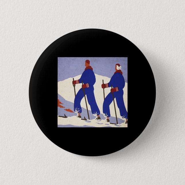 Skiing _3  6 cm round badge (Front)