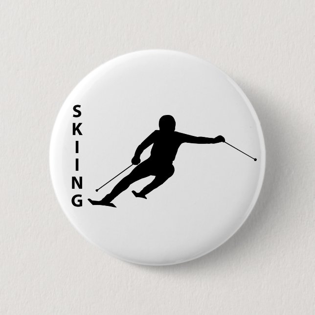 Skiing 6 Cm Round Badge (Front)