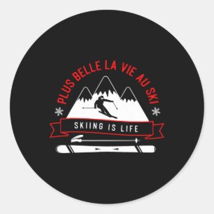 Skiing Adventure Enthusiast Graphic Art  Classic Round Sticker