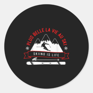 Skiing Adventure Enthusiast Graphic Art  Classic Round Sticker