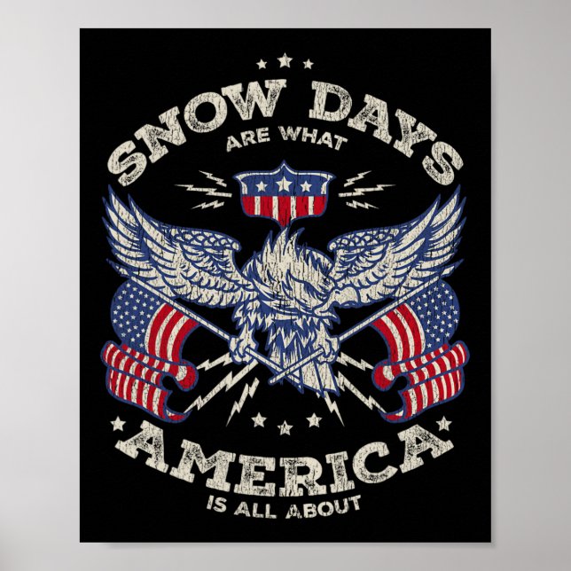 Skiing American Flag Mountains Ski Instructor Skie Poster (Front)
