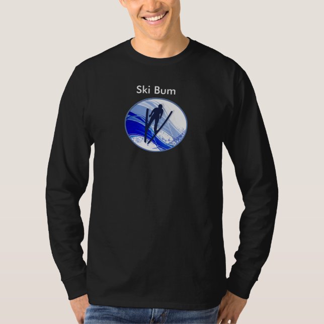Skiing and Snowflakes T-Shirt (Front)