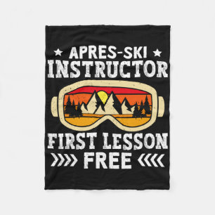 Skiing Apres-ski Instructor First Lesson Free Ski Fleece Blanket