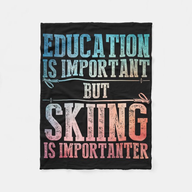 Skiing Art For Men Women Kids Winter Sport Ski Lov Fleece Blanket (Front)