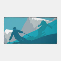 Skiing At Mountains - Skiers Abstract Illustration