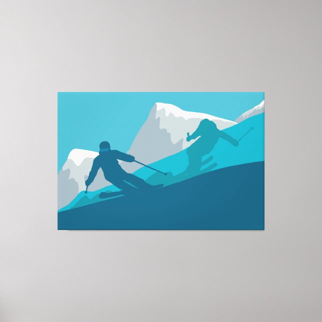 Skiing At Mountains - Skiers    Canvas Print (Front)
