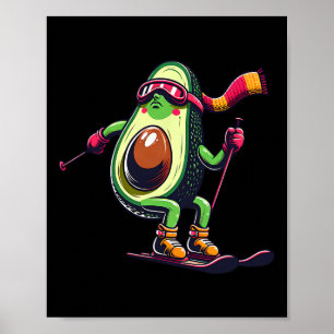 Skiing Avocado With Goggles Winter Alpine Funny Poster